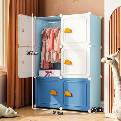 Modern Household Wardrobe Bedroom Furniture Organizer Rack Multilayer Plastics Storage Cabinets Of Collapsible Children Locker