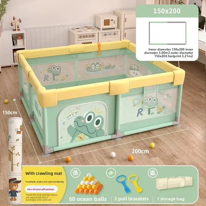 Safety Fence Foldable Baby Playpen Indoor Toddler Activity Area Crawling Mat Easy Assembly Non-Toxic Materials Indoor Playground