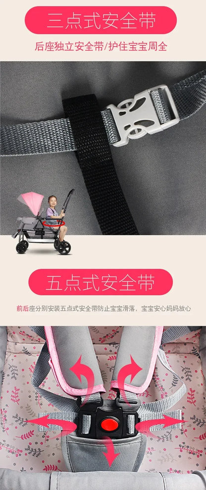 2025The Twin Strollers Sit Back and Forth in The Wheelbarrow, The Size of The Trolley, The Twin Trolley Can Sit and Lie Down.