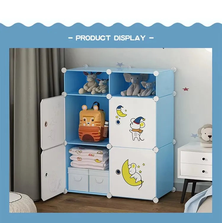 Diy Foldable Bedroom Organizer Closet Baby Wardrobe Plastic Kids Plastic Storage Cabinet Wardrobe For Clothes