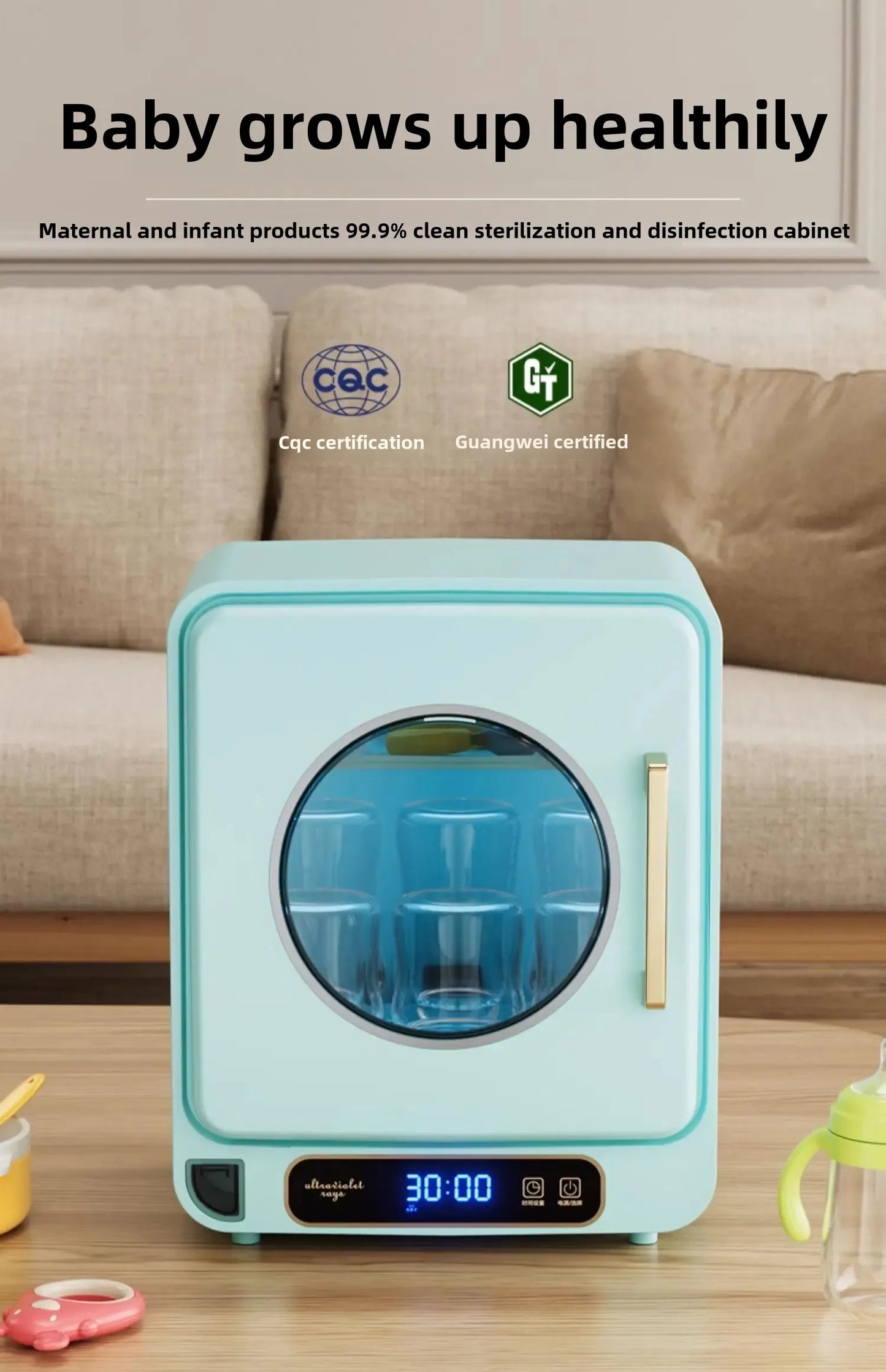 Baby Bottle Sterilizer with Pasteurization, 23L UV Disinfection Cabinet, Multi-functional Disinfection Pot for Baby Accessories