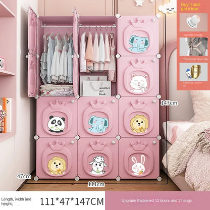 Modern Simplicity Children Bedroom Furniture Folding Wardrobe Cabinets Storage Locker Plastic Collapsible Box Clothes Closet
