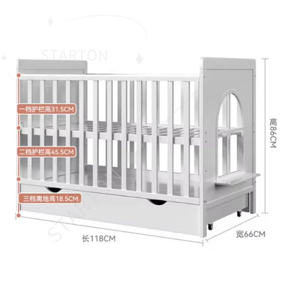 White Wooden Baby Crib (6-in-1)