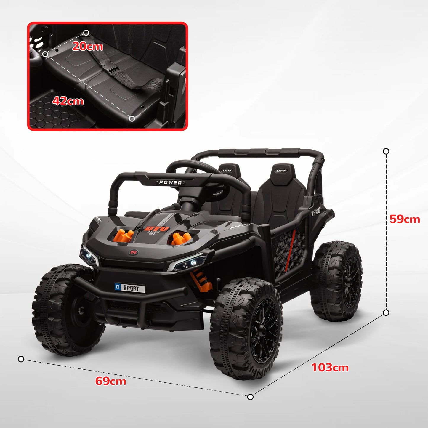 12V Kids Electric UTV Ride-On Truck with Lights & USB