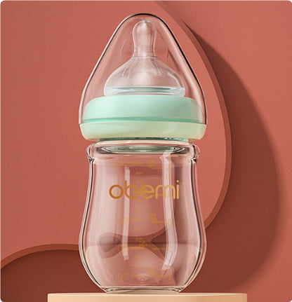 Wide-Neck Newborn Glass Feeding Bottle – High Borosilicate, Anti-Colic & Easy to Clean (120–150ml)