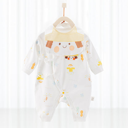 Baby One-Piece Cotton Romper + Matching Bib