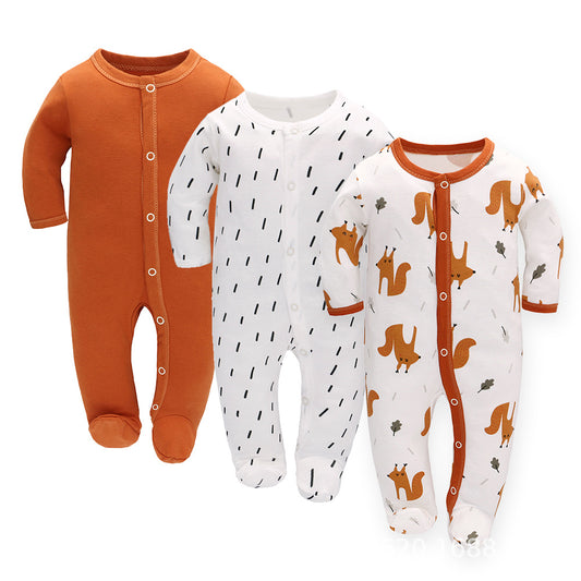 Baby Cotton Long Sleeve Romper 3-Piece Set
