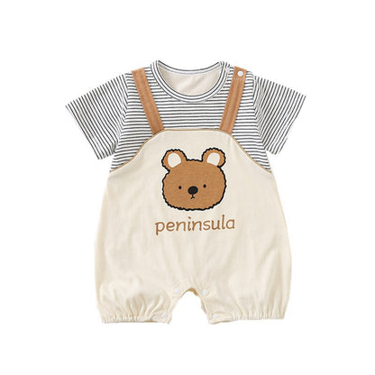 Cartoon Bear Print Baby Short Sleeve Romper