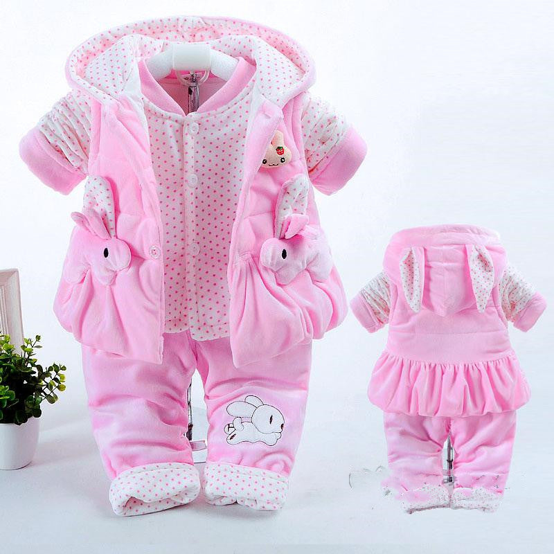 Cozy Autumn & Winter Baby Girl 3-Piece Outfit Set – Flannel Jacket, Vest & Pants
