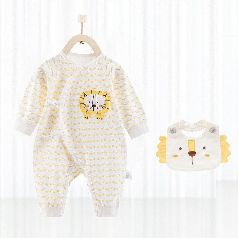 Baby One-Piece Cotton Romper + Matching Bib