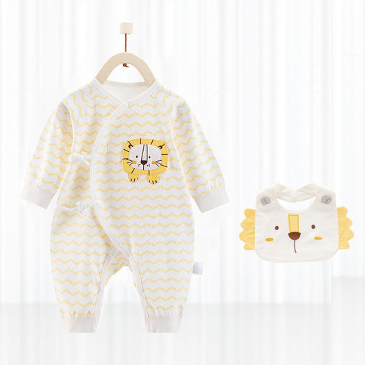 Baby One-Piece Cotton Romper + Matching Bib