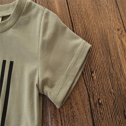 Kids’ Camouflage Flag Outfit – Trendy Summer Two-Piece Set