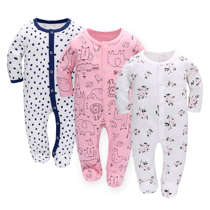 Baby Cotton Long Sleeve Romper 3-Piece Set
