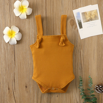 Ribbed Knot Strap Baby Romper