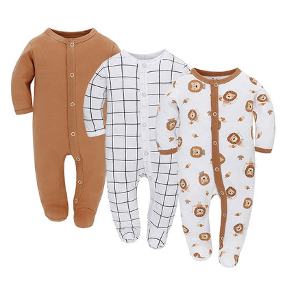 Baby Cotton Long Sleeve Romper 3-Piece Set