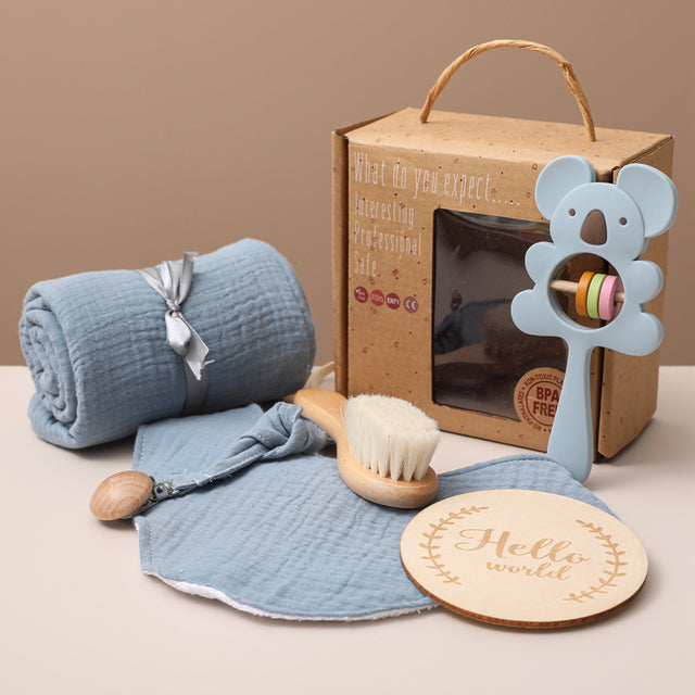 Baby Gift Set – Swaddle, Teether & Grooming Kit