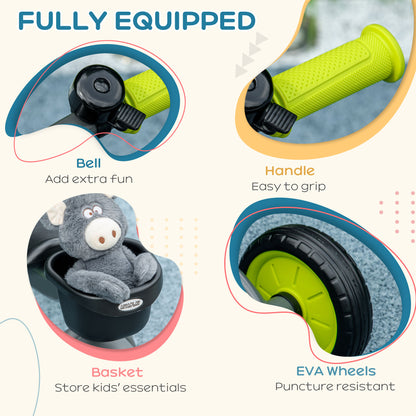 Kids Tricycle with Basket & Adjustable Seat (Ages 2–5)