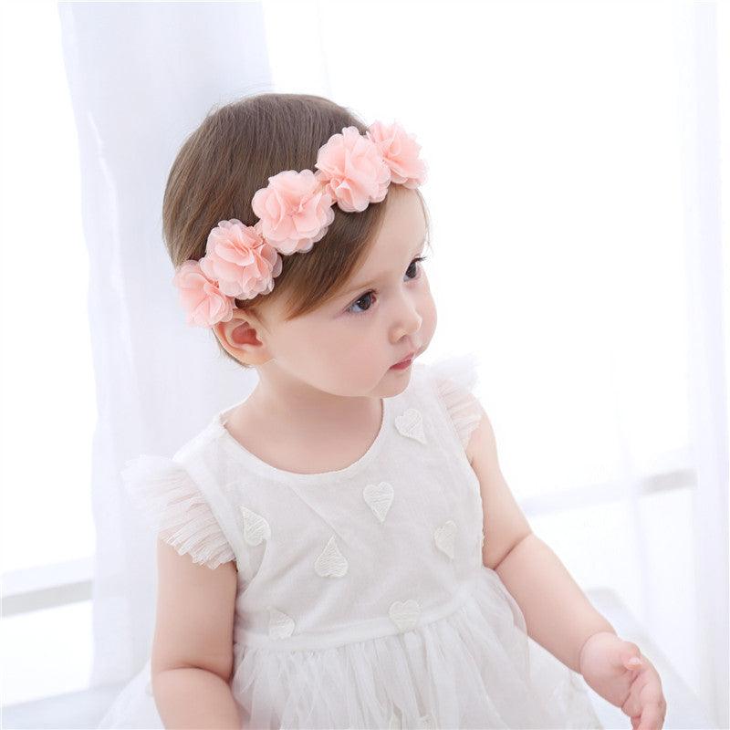 Baby Hair Flower Band - Babyblush